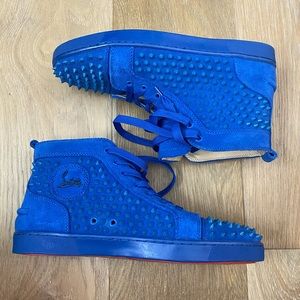 Men’s blue suede spiked Louboutins